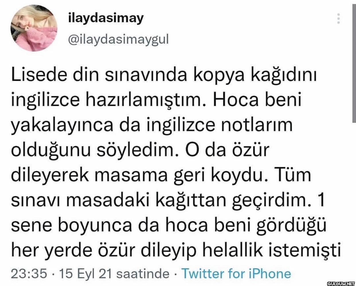 Lisede din sınavında kopya...