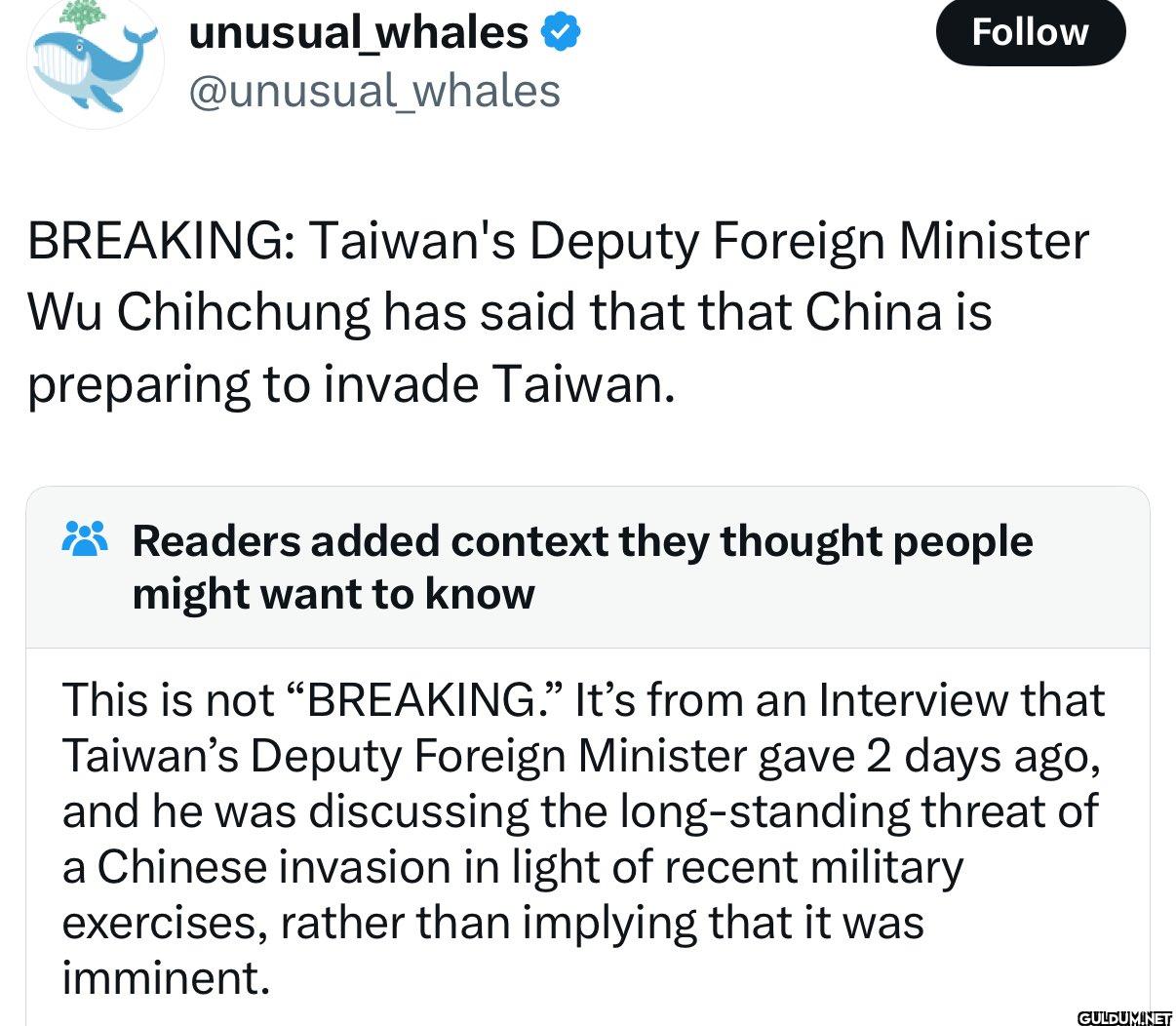 Follow BREAKING: Taiwan's...