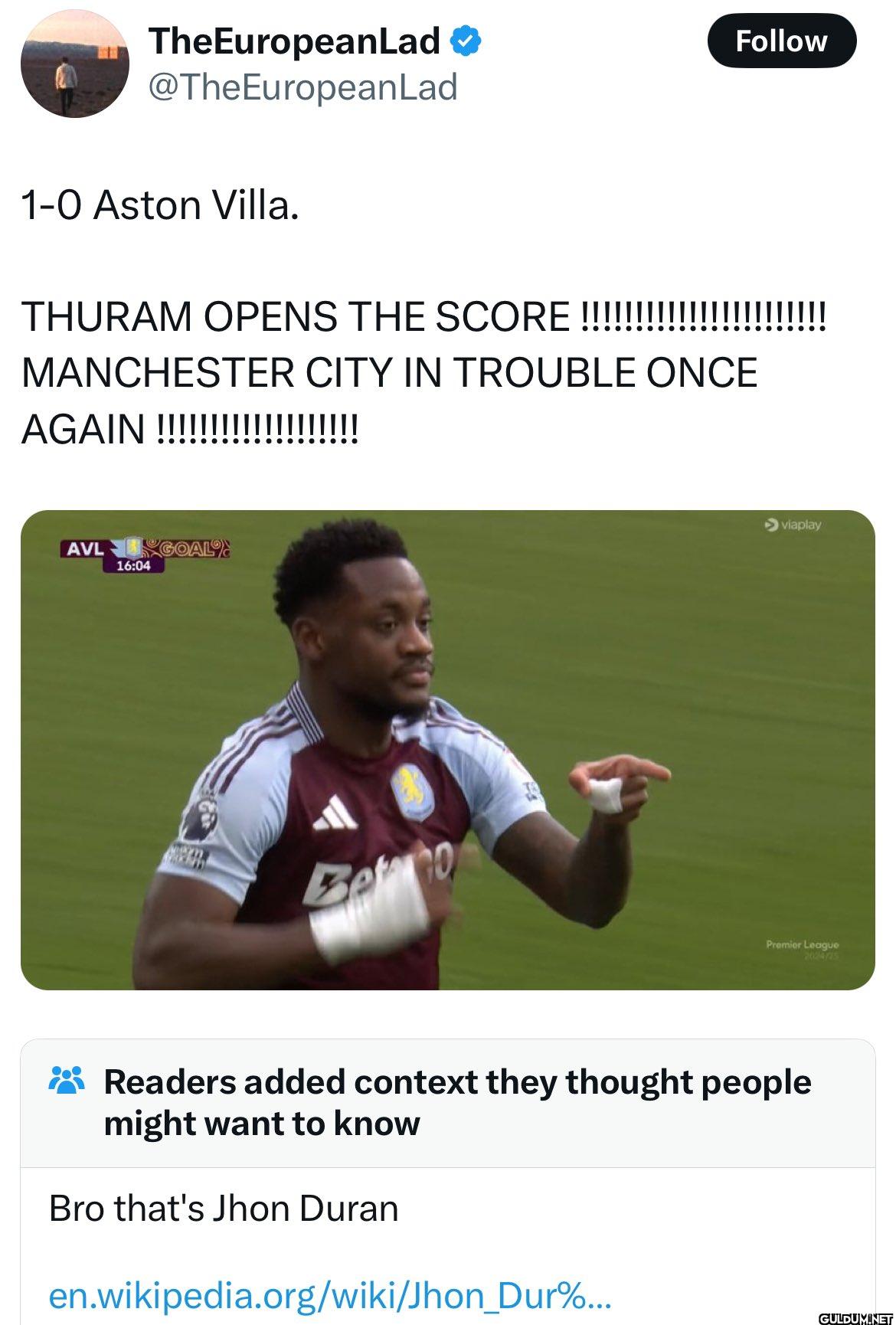 1-0 Aston Villa. THURAM...