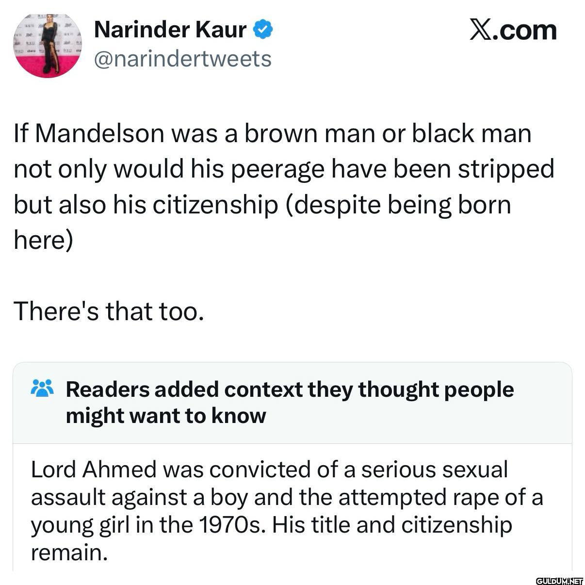 X.com If Mandelson was a...