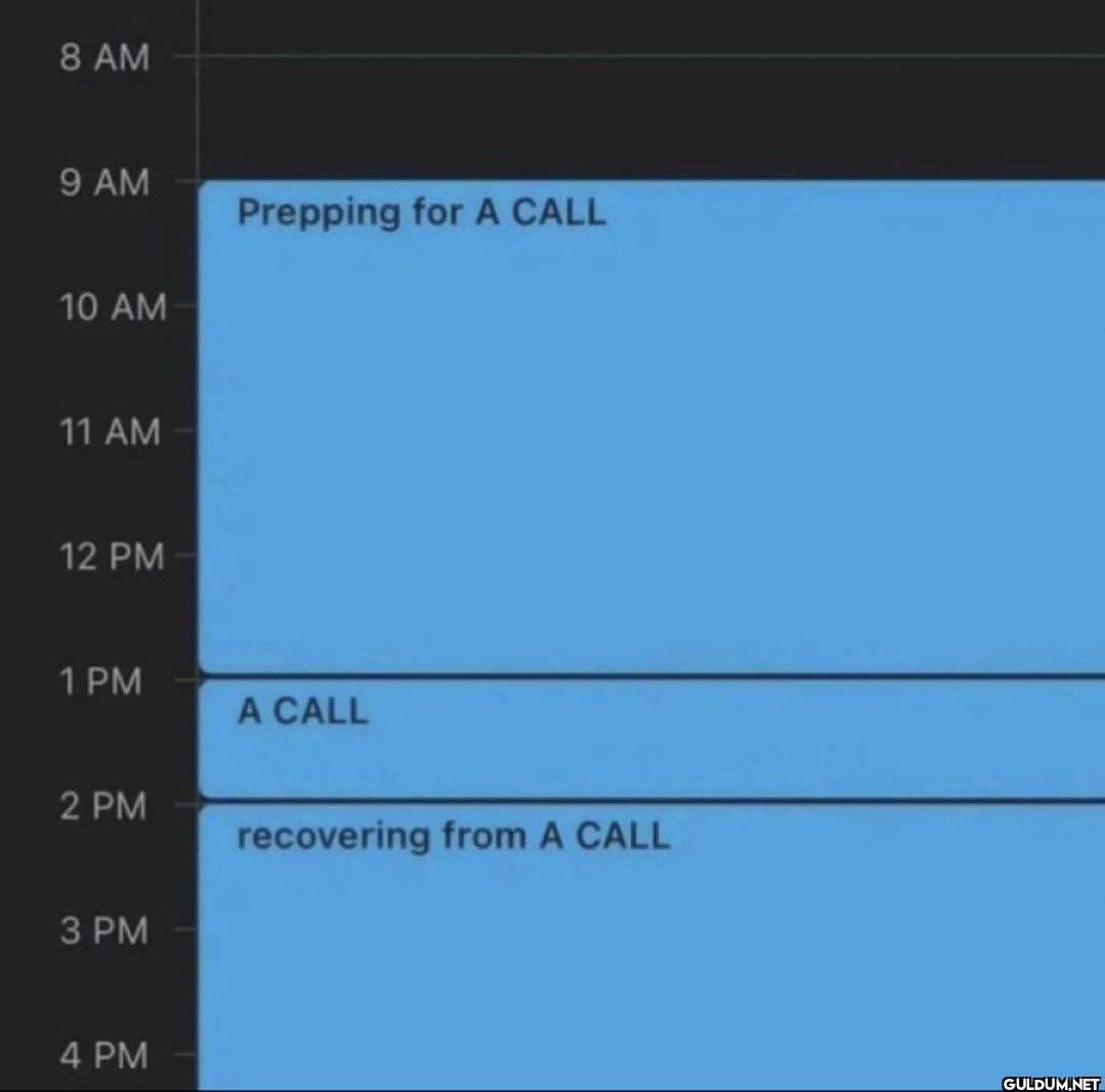 8 AM 9 AM Prepping for A CALL 10 AM 11 AM 12 PM 1 PM A CALL 2 PM ...