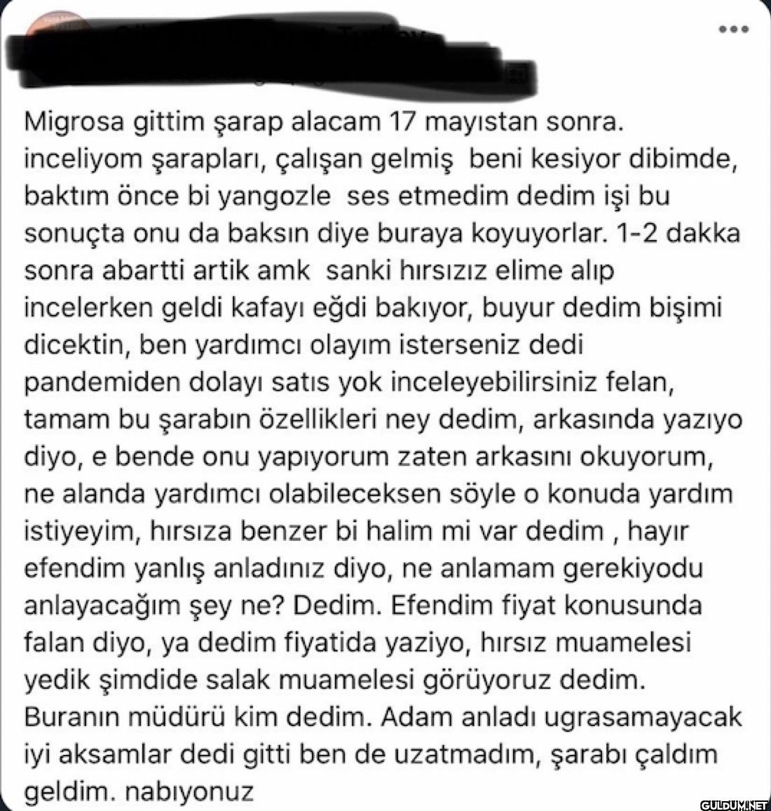Migrosa gittim şarap...