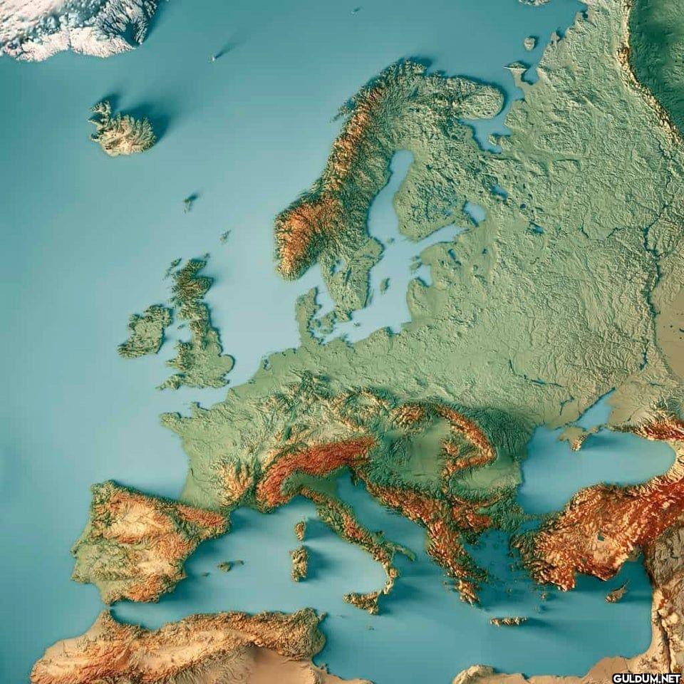 7. Topography map of Europe