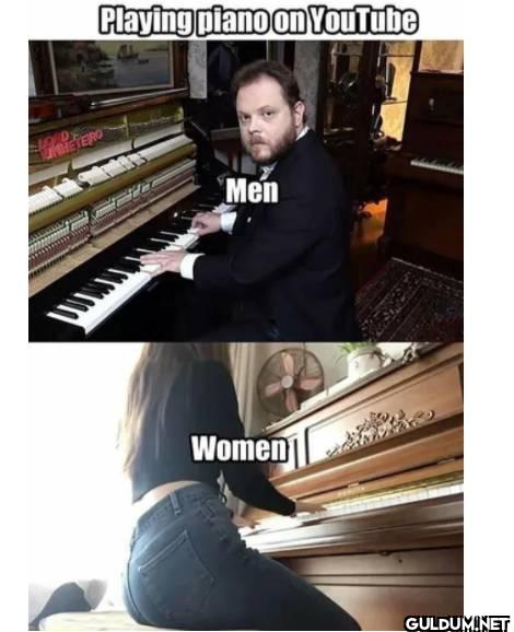 Playing piano on YouTube Men Women