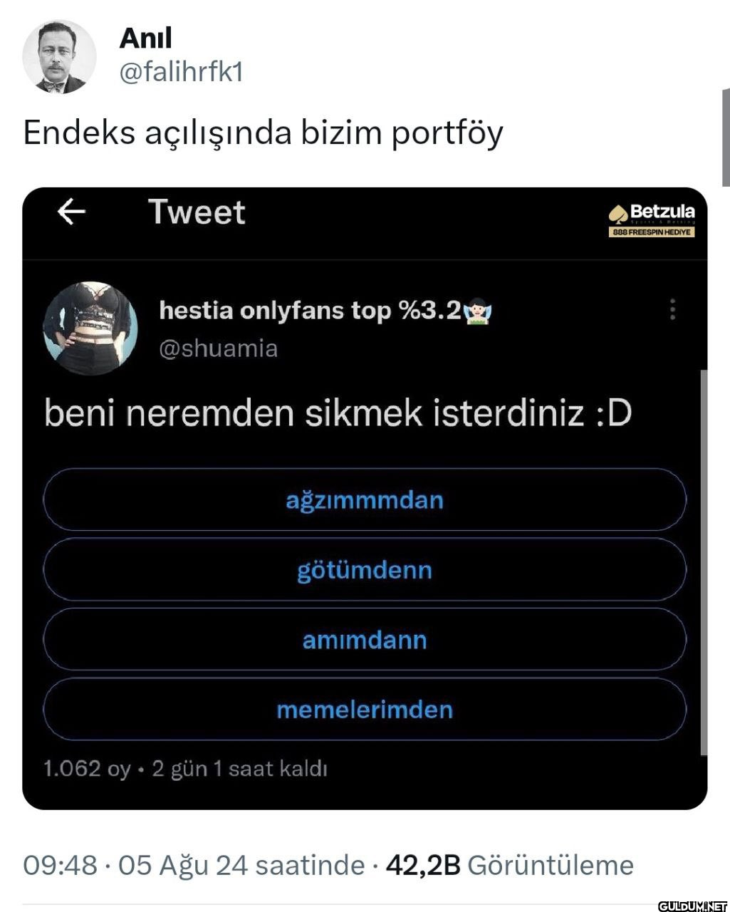 Endeks açılışında bizim...