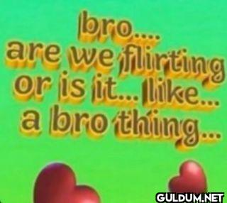 bro.... are we flirting or...