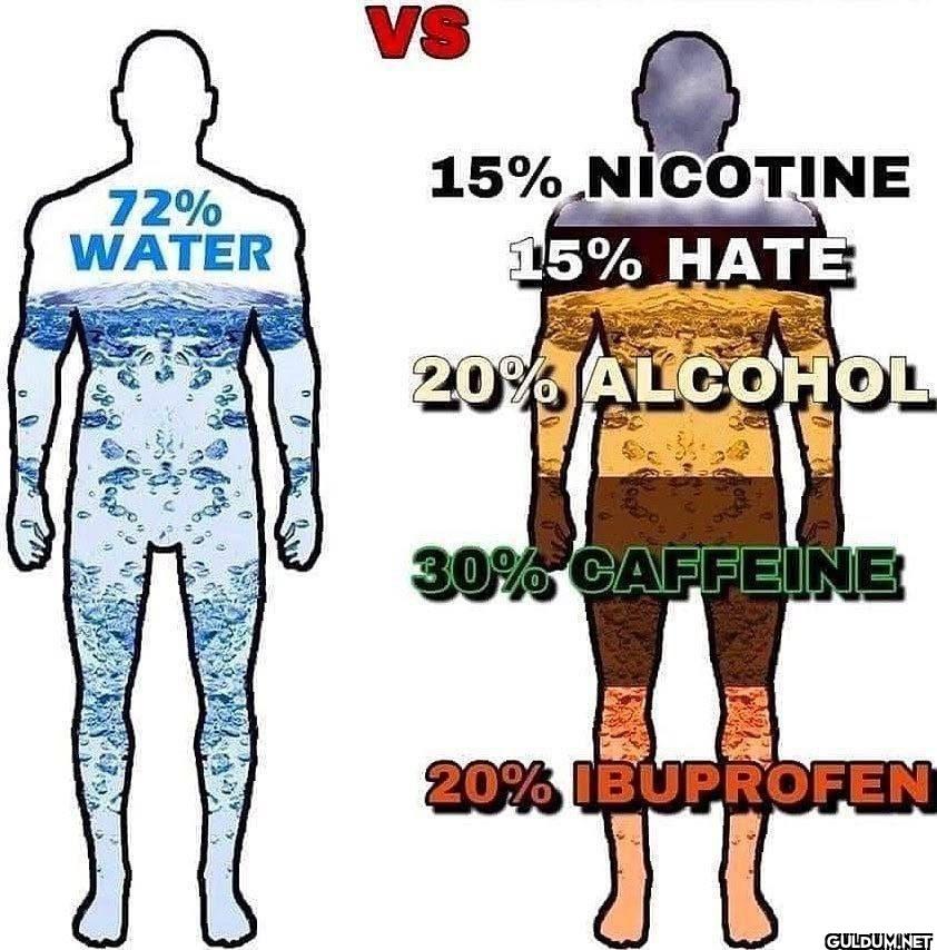 D 72% WATER VS 15%...