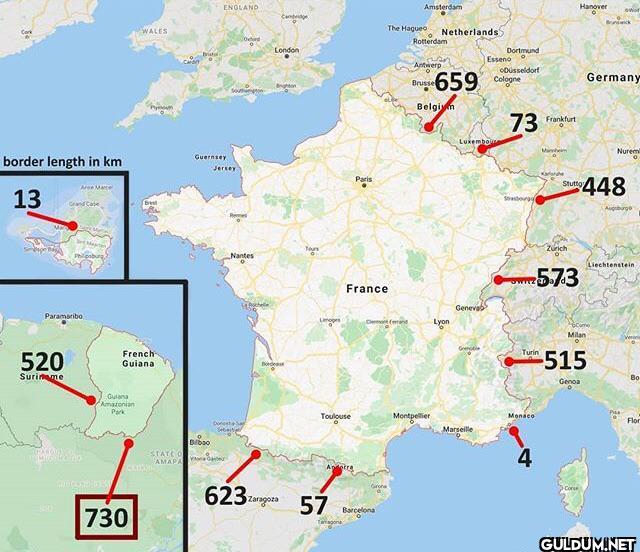 Frances longest border is...