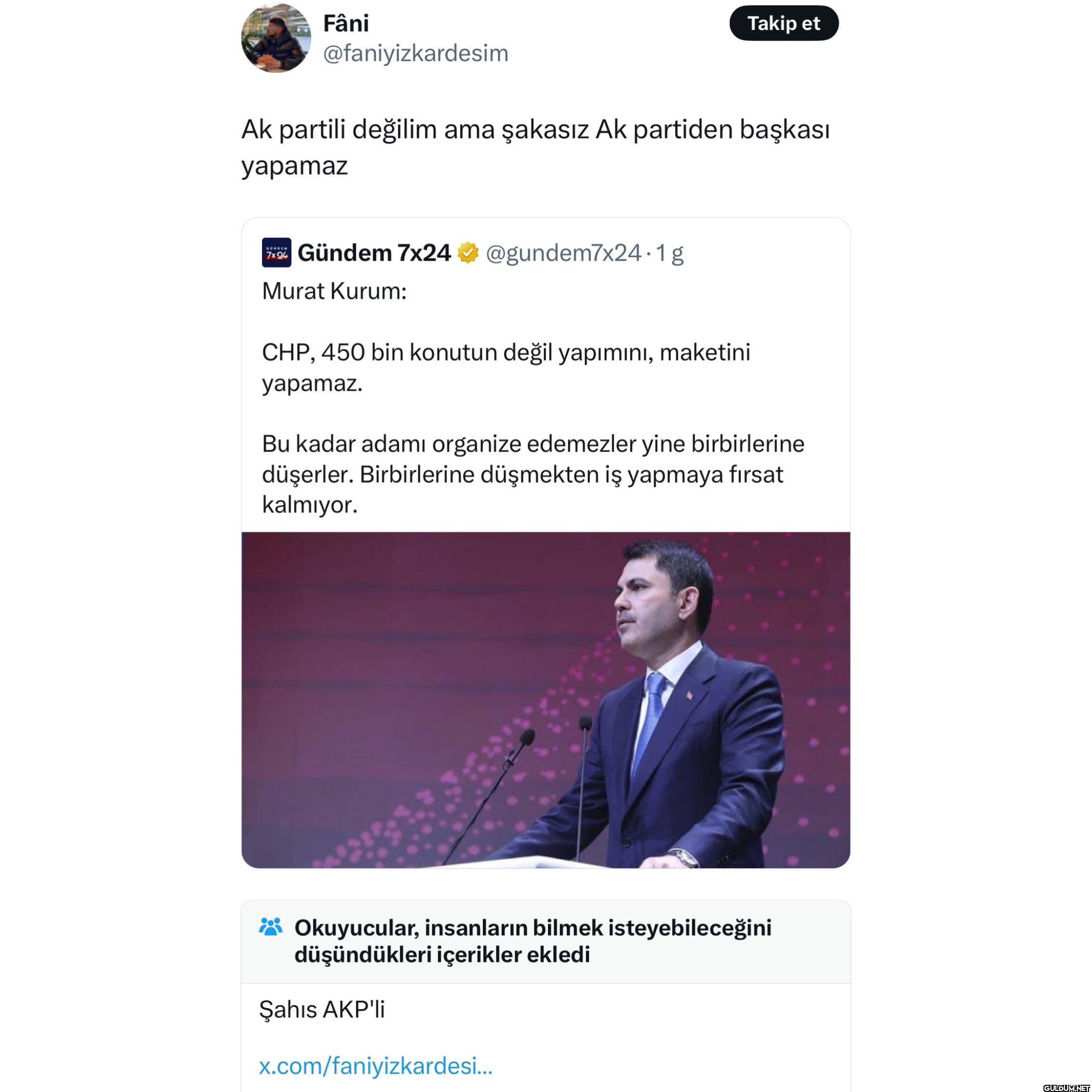 AKP’li olmadığını iddia...