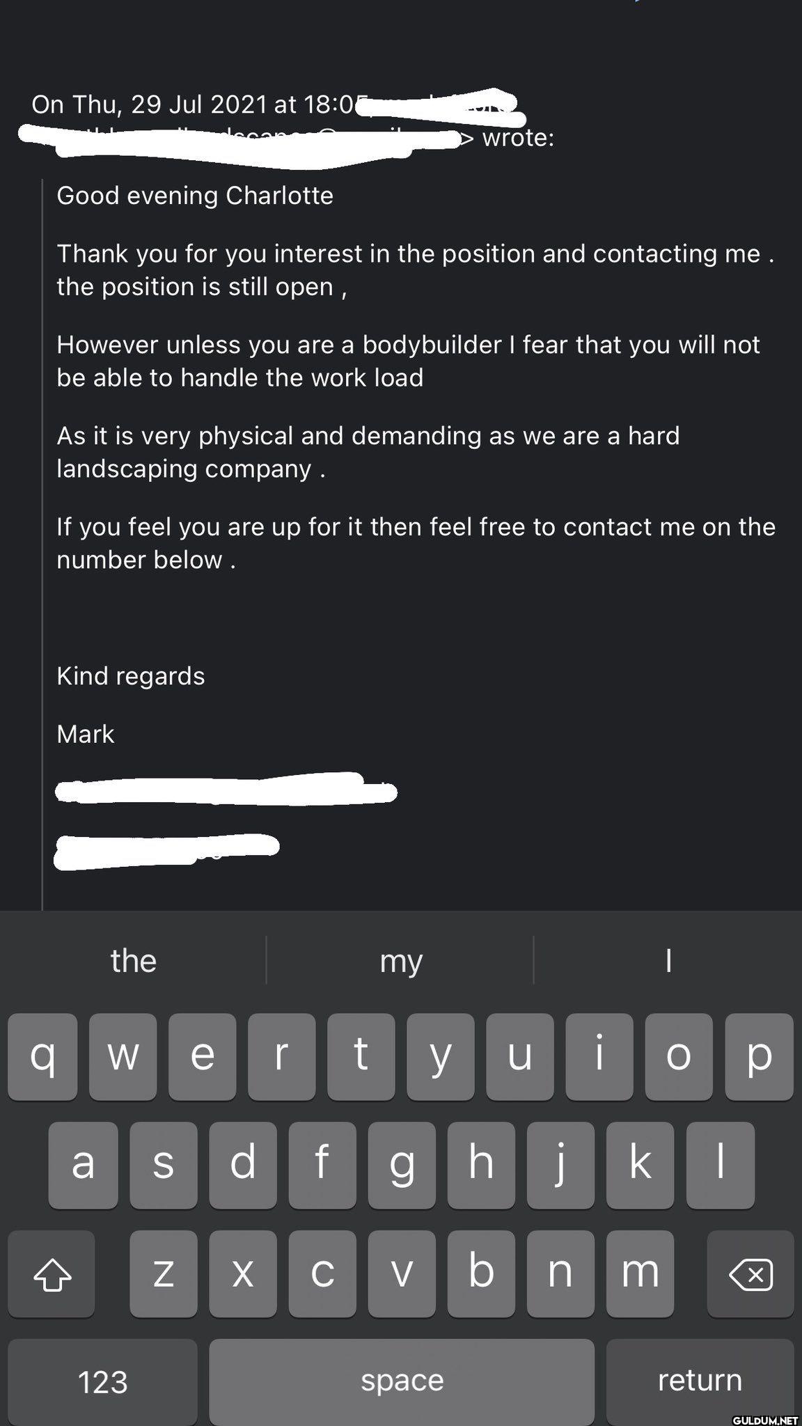 The email this girl got...