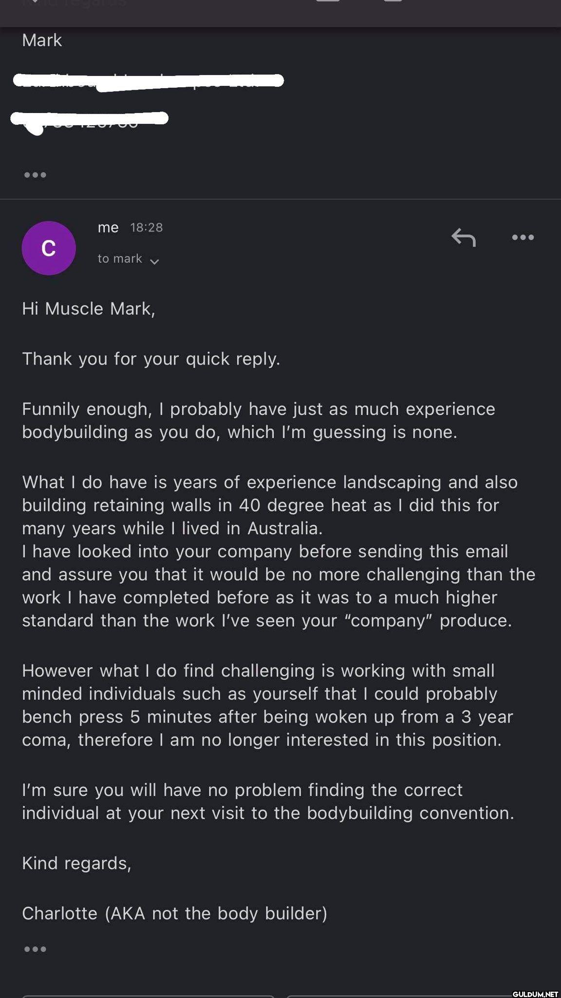 The email this girl got...