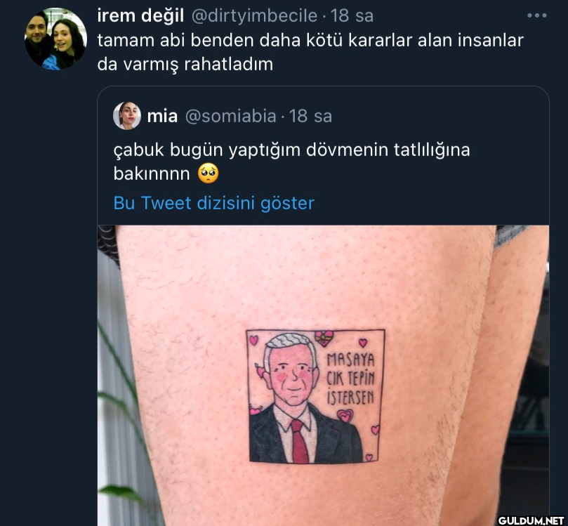 18 sa tamam abi benden...