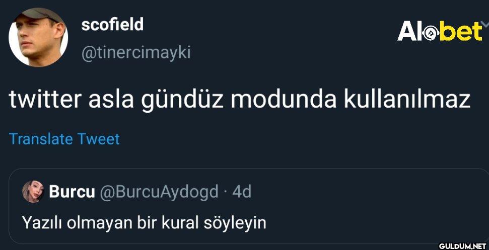 Alobet twitter asla gündüz...