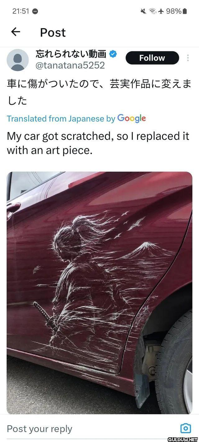 車に傷がついたので 芸術作品に変えました...