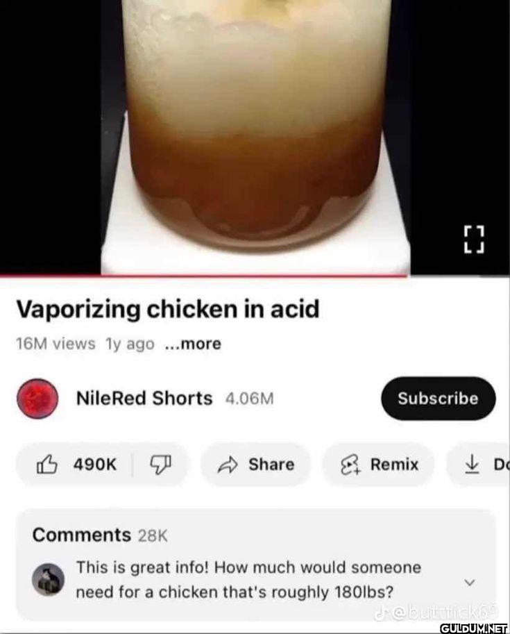 Vaporizing chicken in acid...