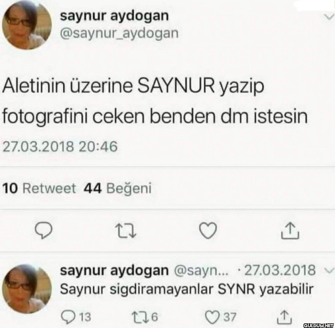 Aletinin üzerine SAYNUR...