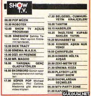 SHOW TV’nin 1 Mart 1992...