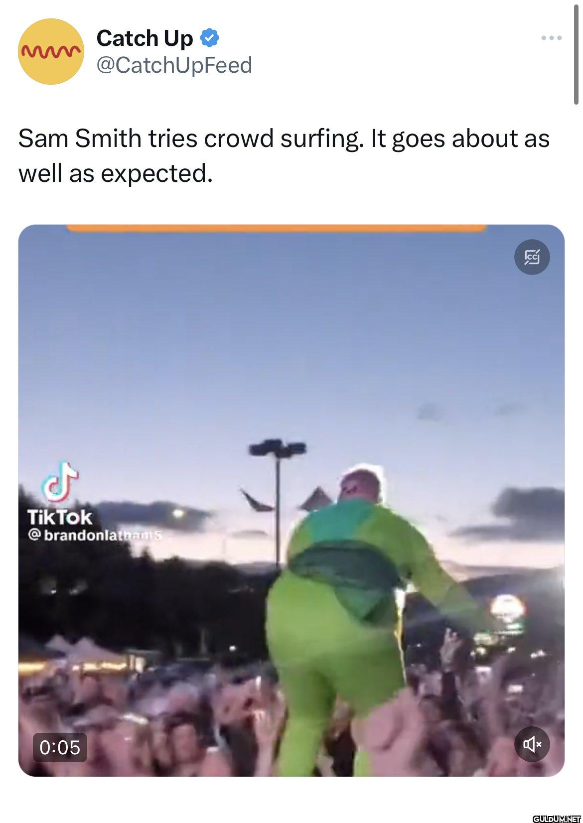 ... Sam Smith tries crowd...