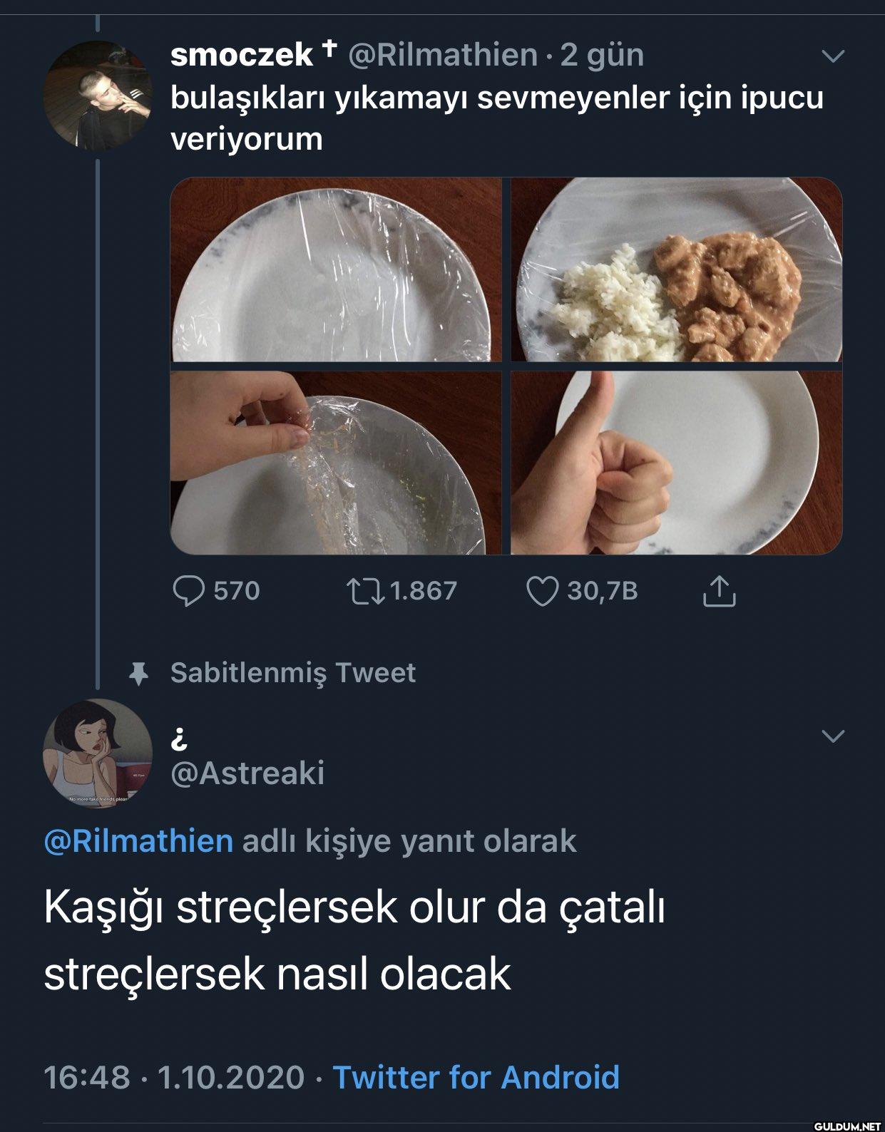 2 gün bulaşıkları yıkamayı...
