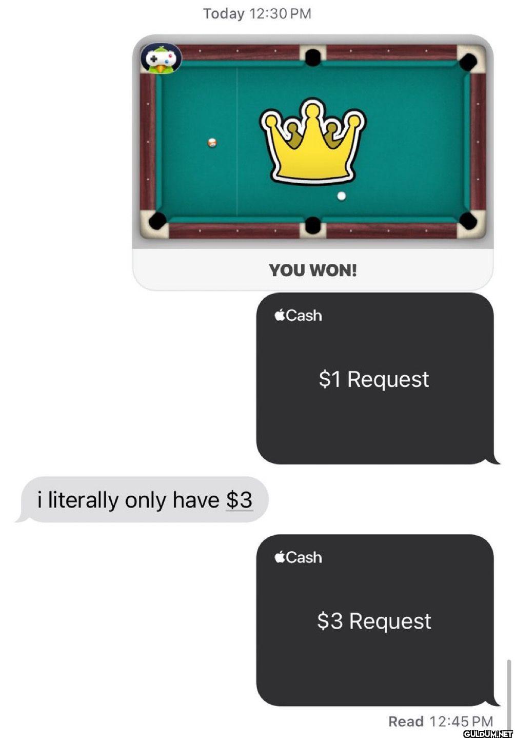 Today YOU WON! Cash 1...