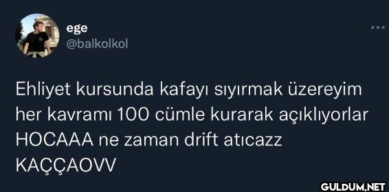 Ehliyet kursunda kafayı...
