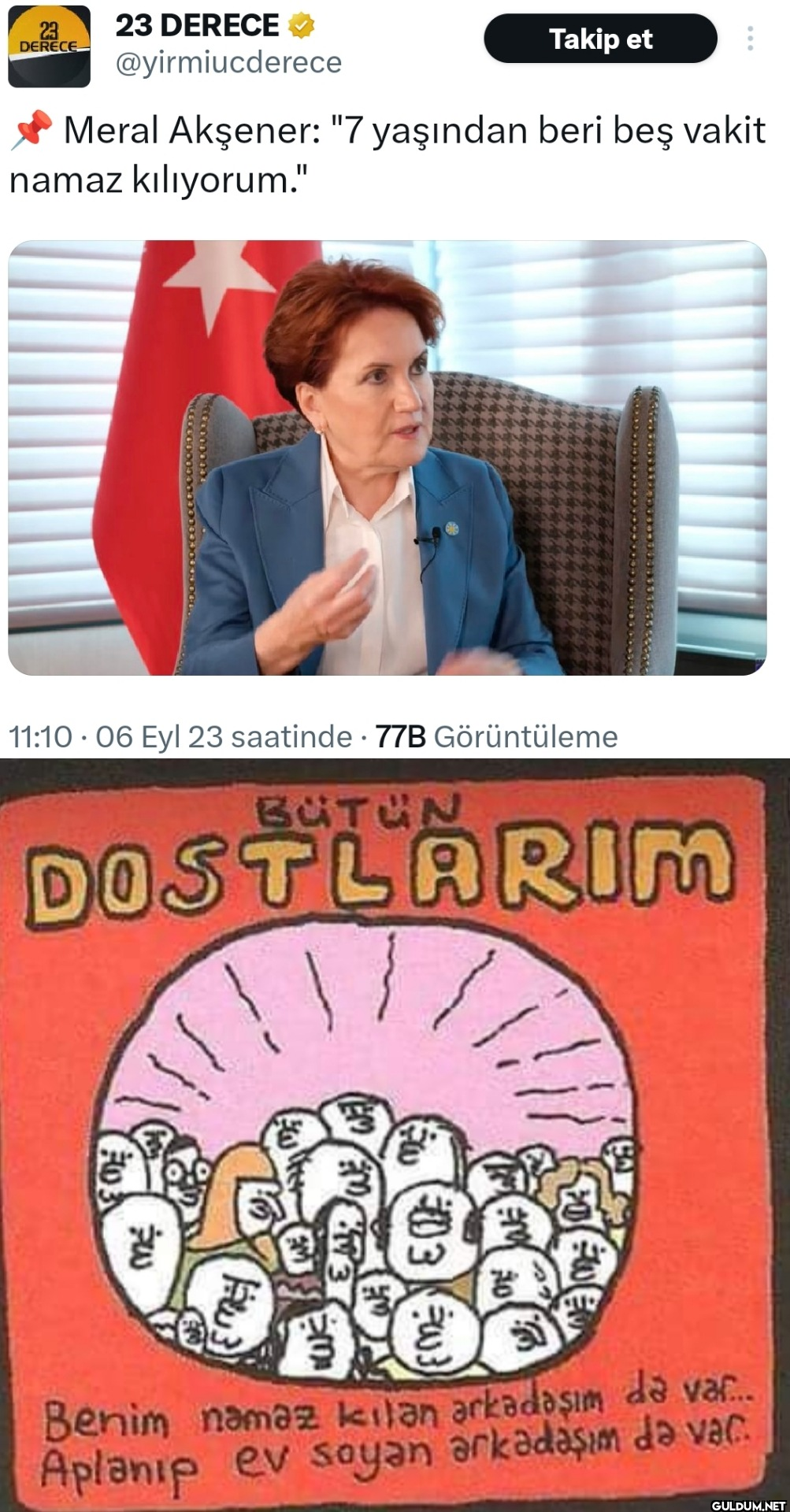 Benim namaz kılan...