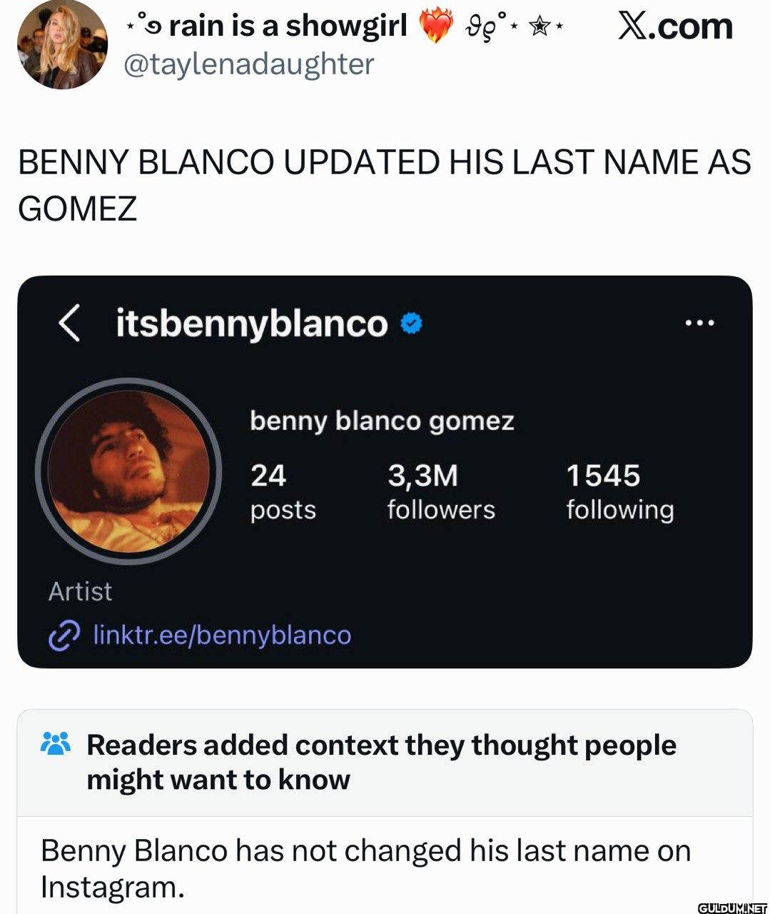 X.com BENNY BLANCO UPDATED...