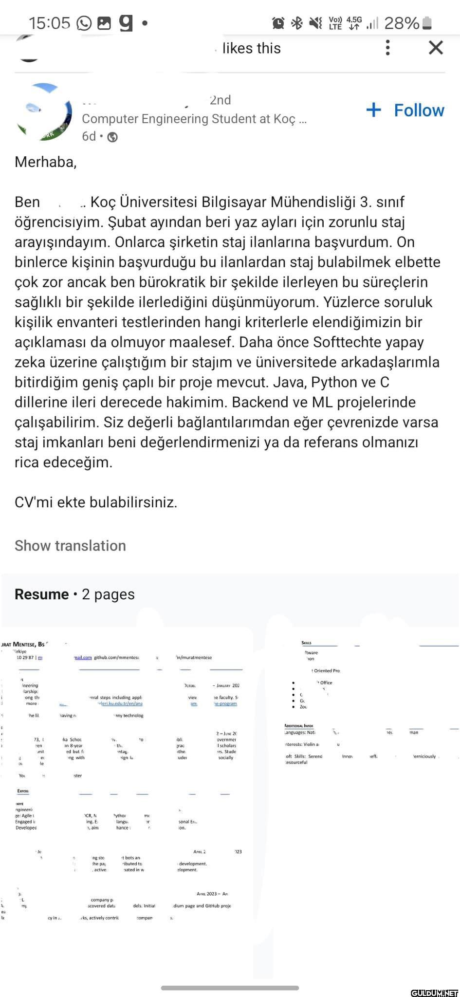 Koçta okutan bile staj...