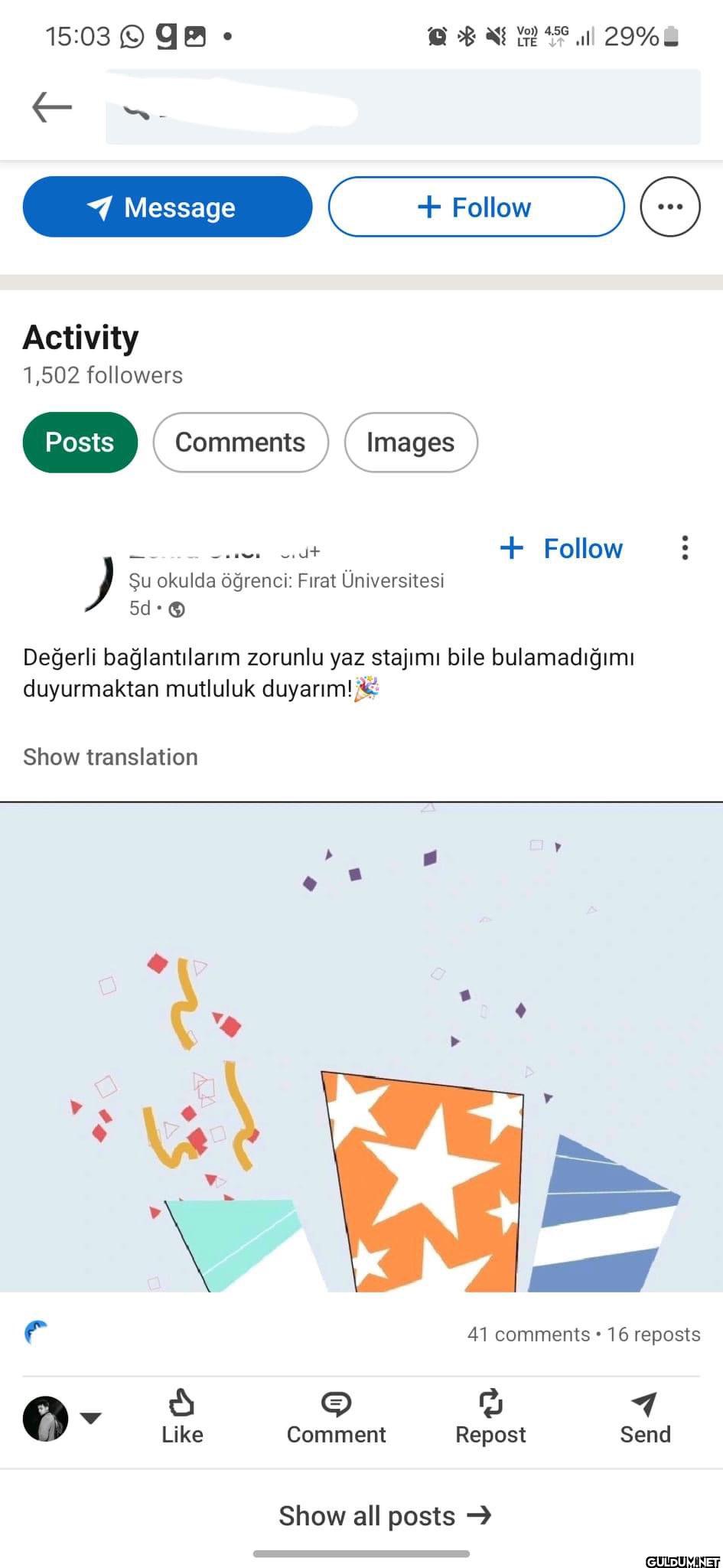 Koçta okutan bile staj...