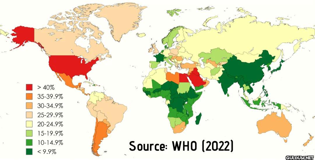Obesity rate by country in...