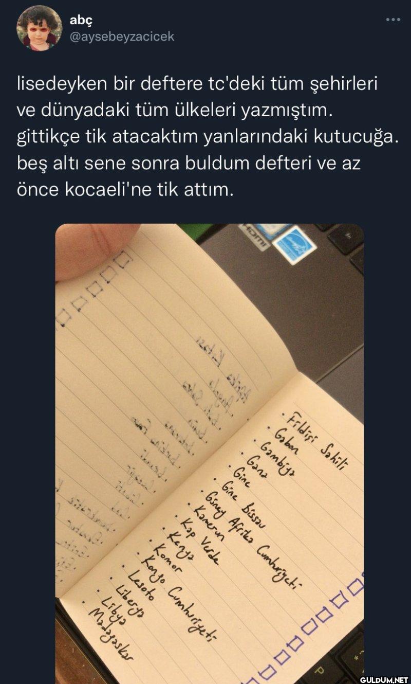 lisedeyken bir deftere...