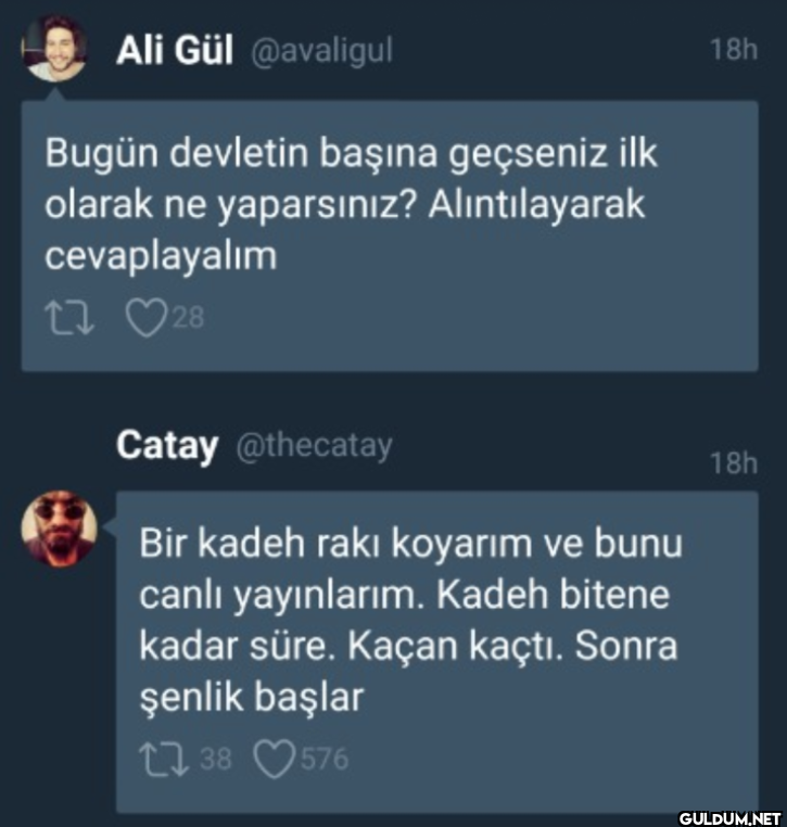 Bugün devletin başına...