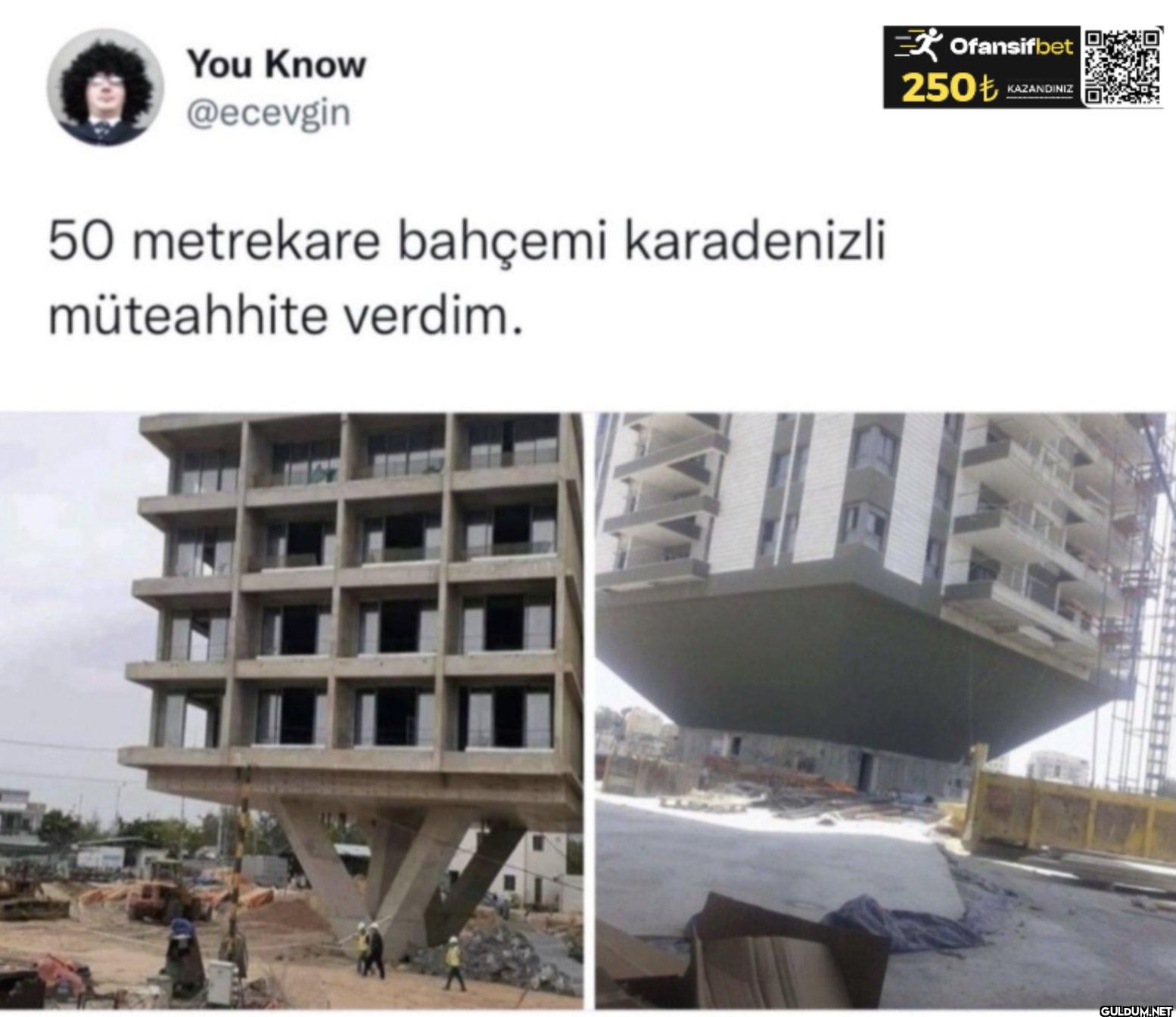 50 metrekare bahçemi...