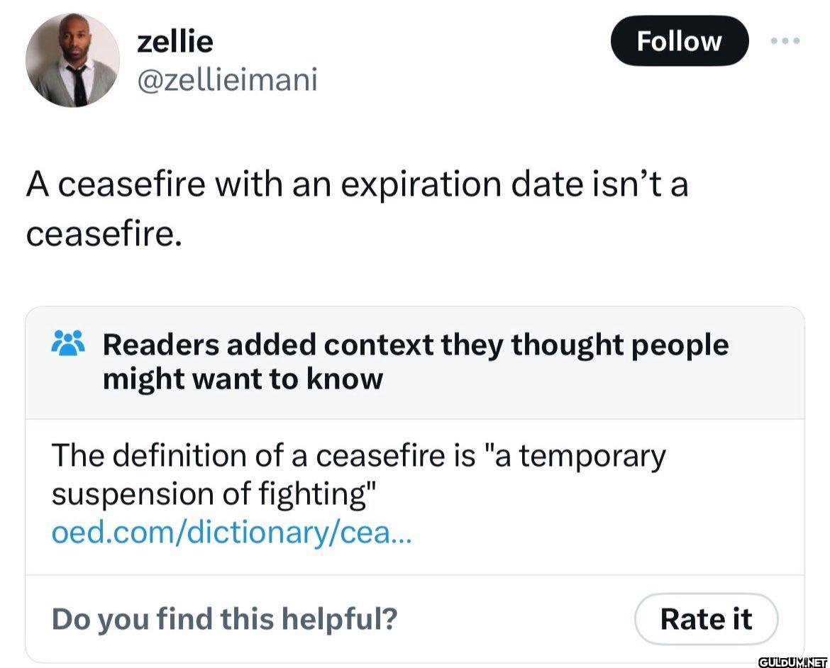Follow ... A ceasefire...