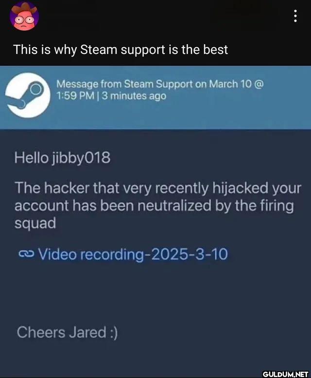 This is why Steam support...