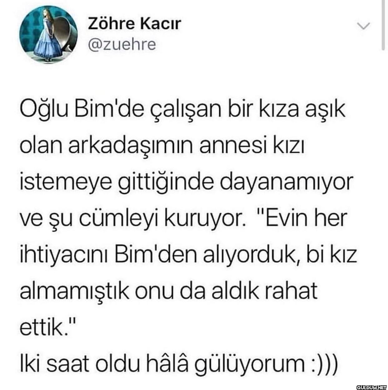 Oğlu Bim'de çalışan bir...