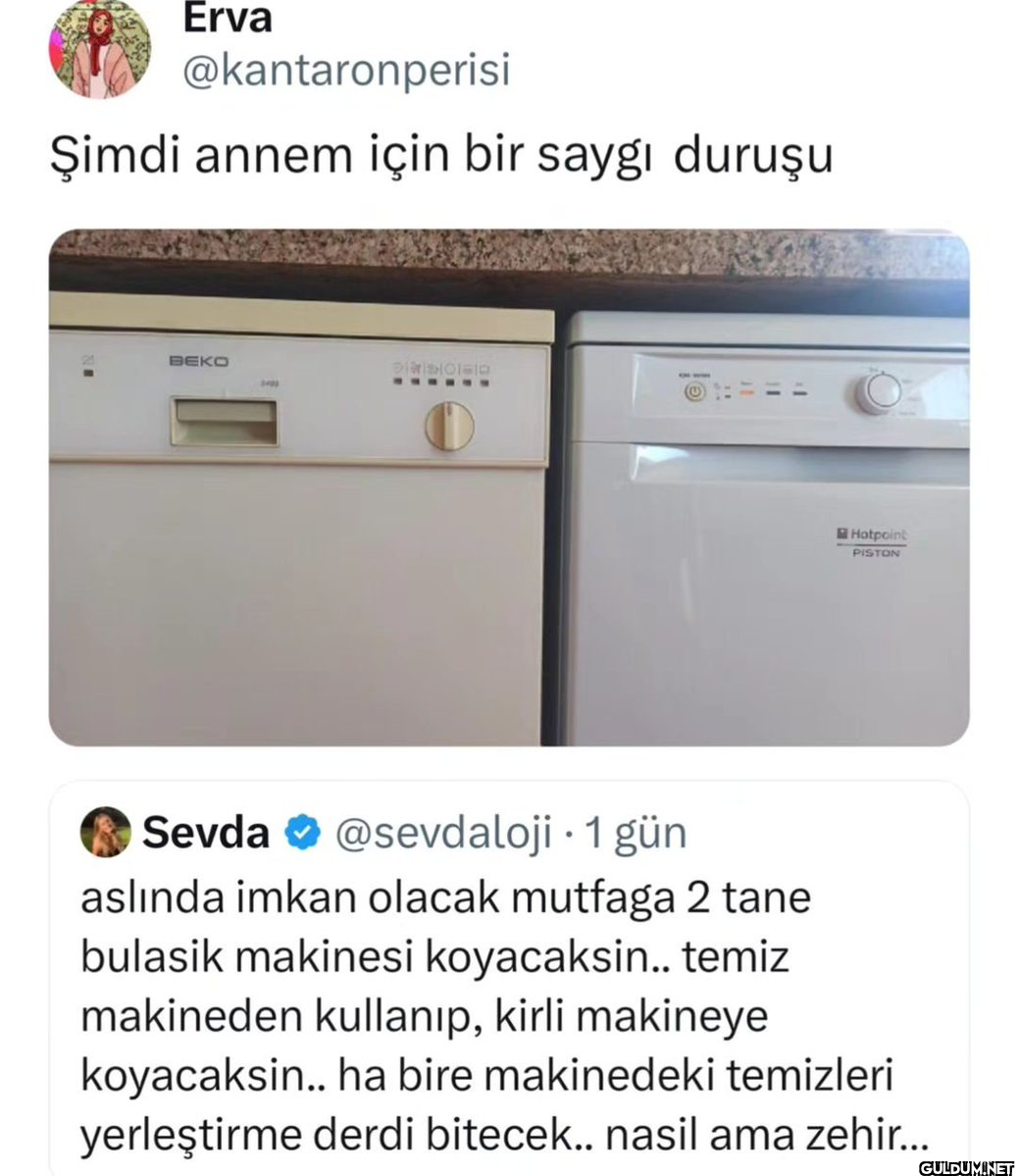Şimdi annem için bir saygı...