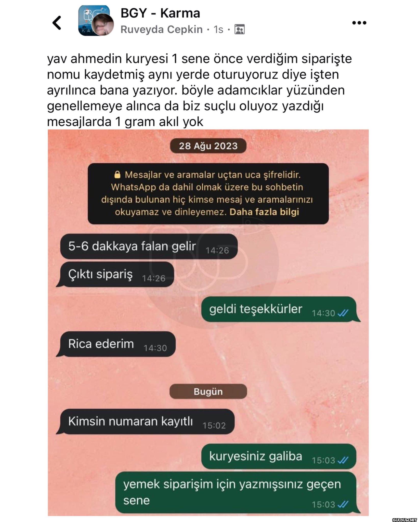 Kuryeye bak herif yazmak...