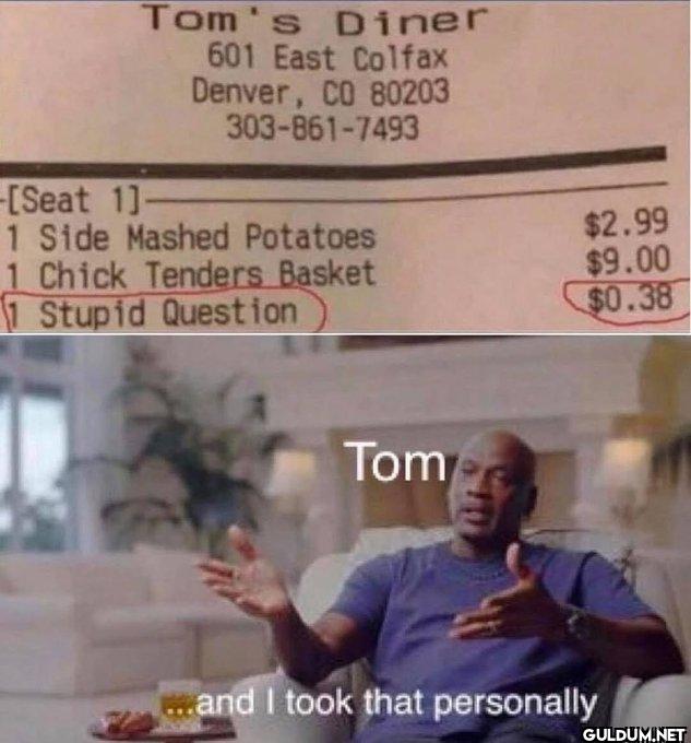 -[Seat 1]- Tom's Diner 601...