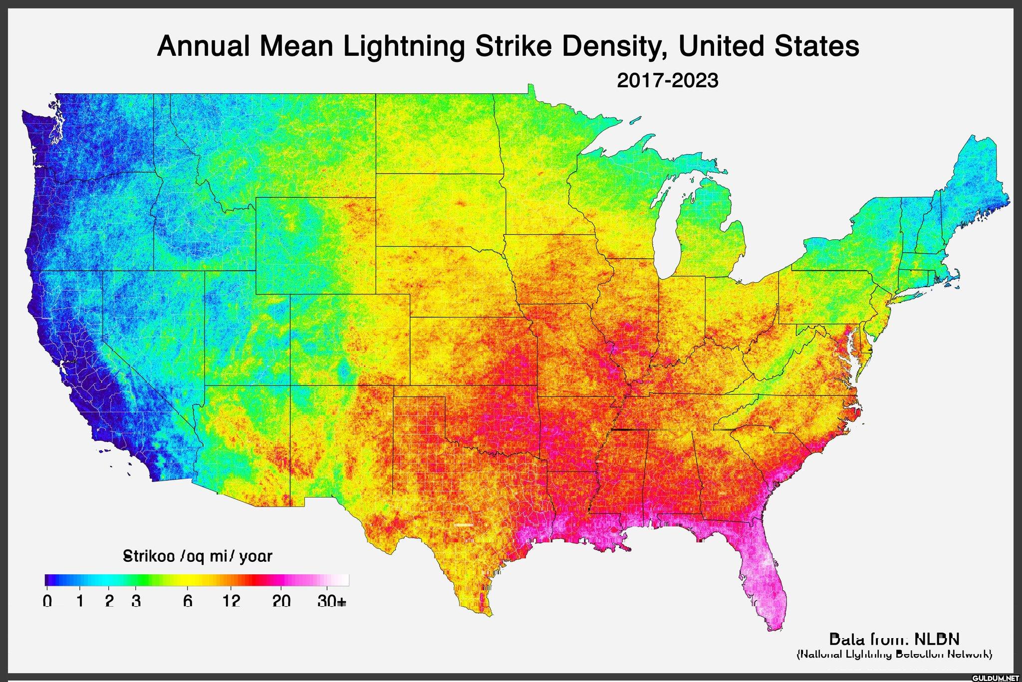 U.S. Annual Mean Lightning...