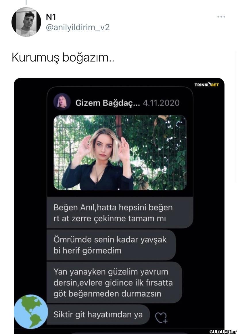 Kurumuş boğazım.. Gizem...