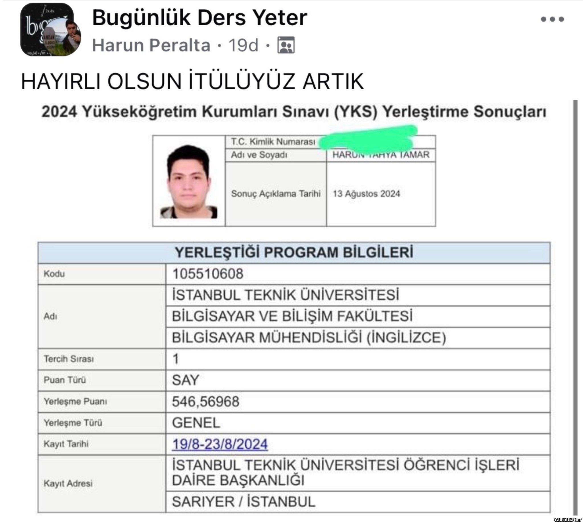Sınav 500 üzerinden değil...