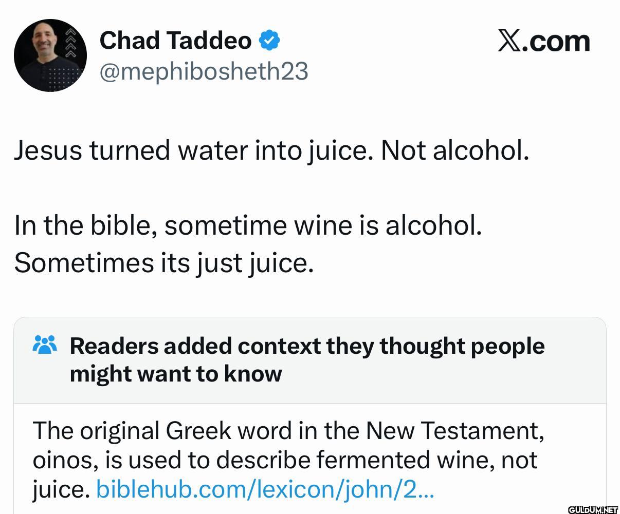 X.com Jesus turned water...