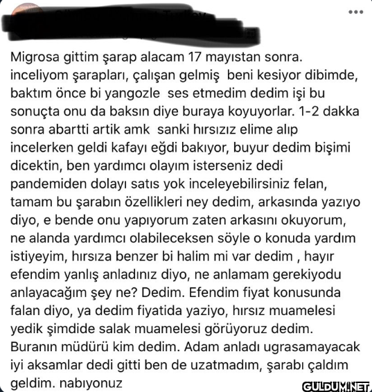 Migrosa gittim şarap...