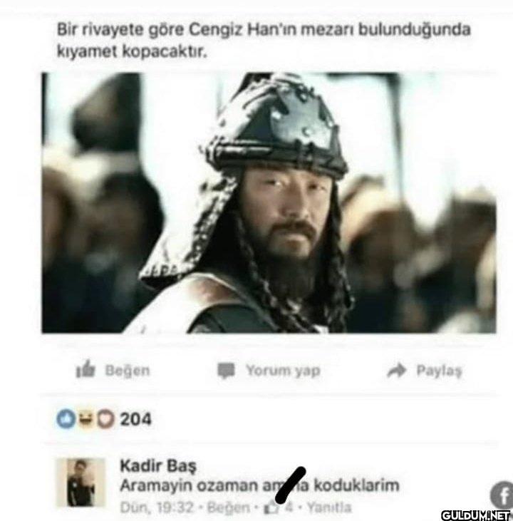 Bir rivayete göre Cengiz...