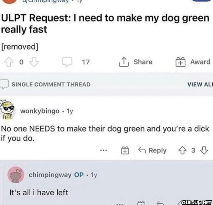 ULPT Request: I need to...