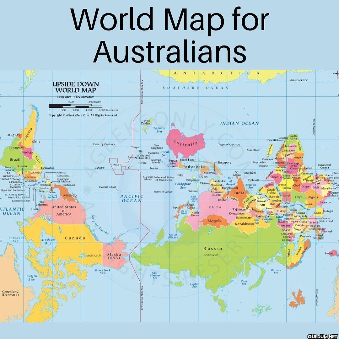 World map for Australians ...