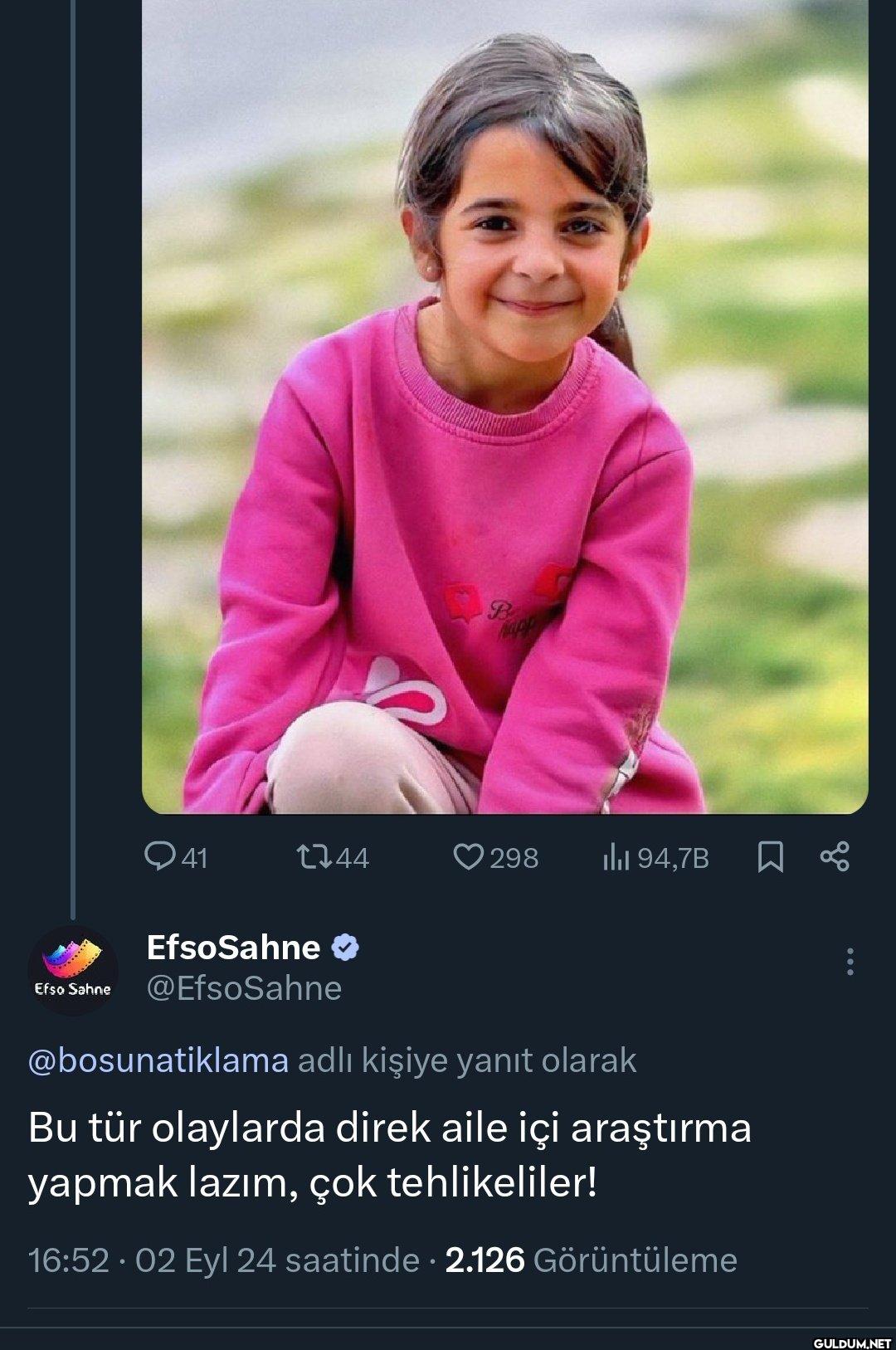 Günler önce dedim aileye...