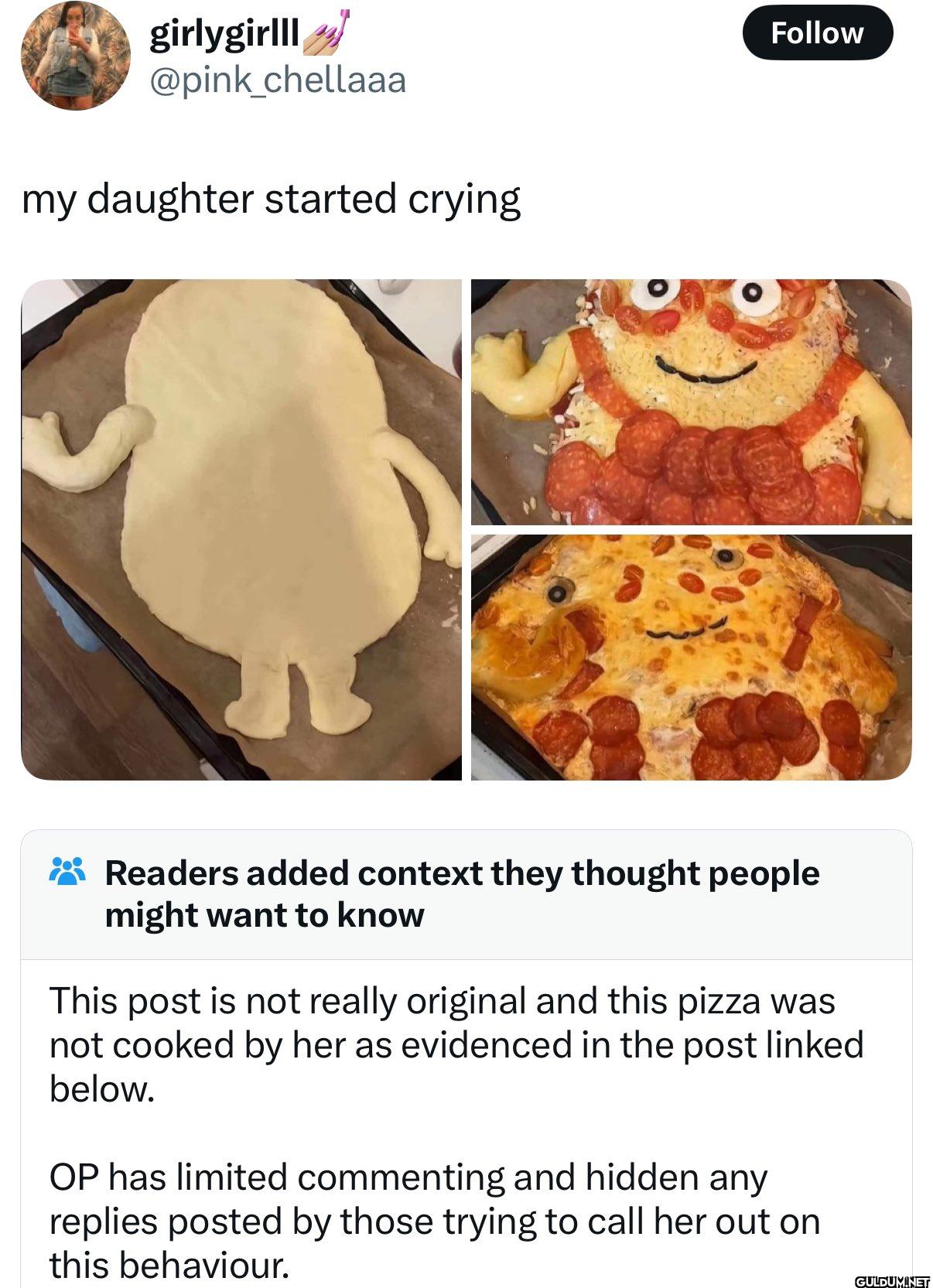 my daughter started crying...
