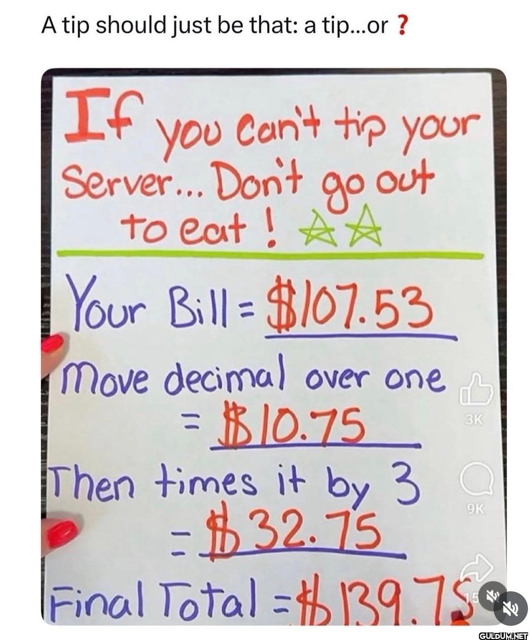 Thoughts?    A tip should...